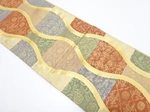 アンティーク　立涌に草花模様織り出し袋帯（材料）